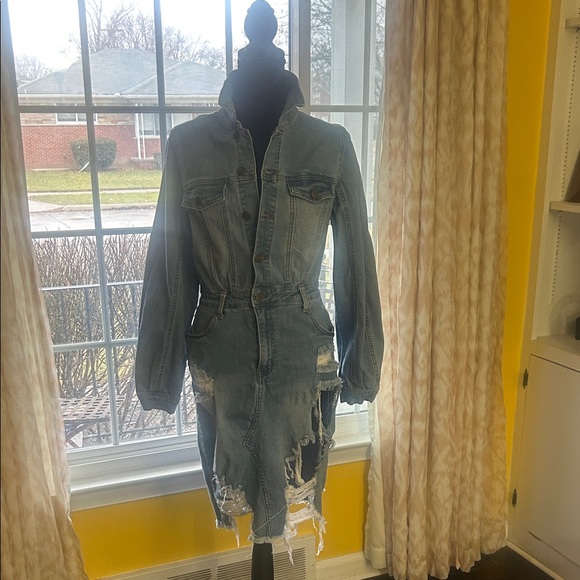 Fashion Nova Distressed Denim Dress - Picture 3 of 16